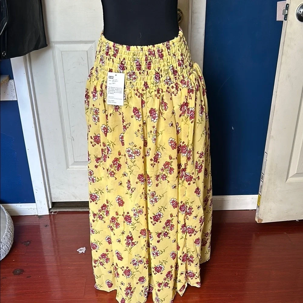 Jackpot Yellow Smocked Maxi Skirt Resort Wear